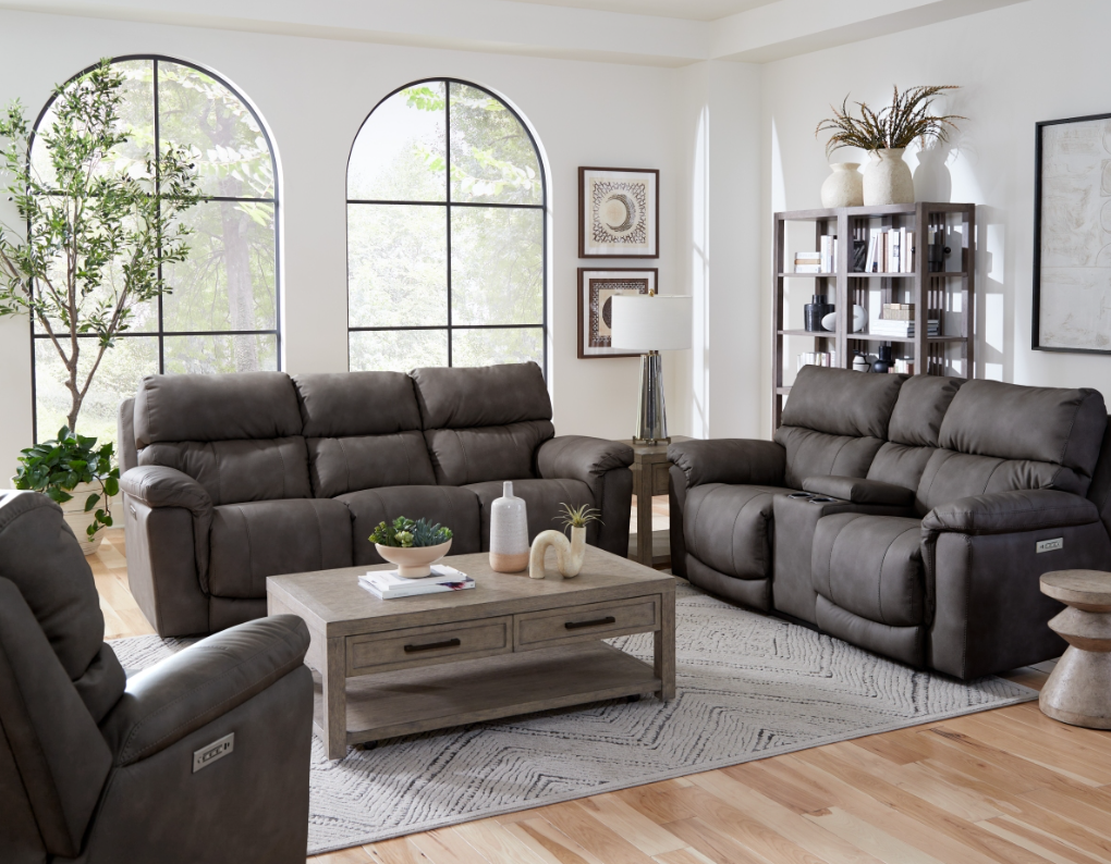 HomeStretch Cosmo Pewter Power Reclining Sofa | Darvin Furniture