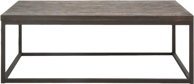 Decor-Rest® Furniture LTD Nathaniel Weathered Oakwood Top Coffee Table with Dark Brown Base