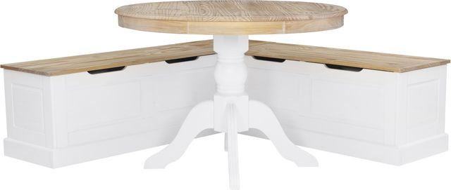 Linon Tobin 2-Piece Natural/White Two-Tone Backless Corner Nook Set