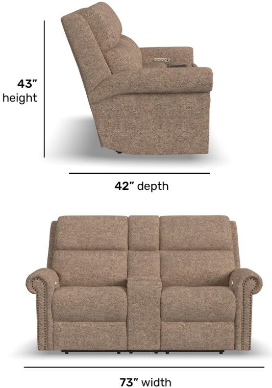 Flexsteel® Customizable Bernard Fabric Power Reclining Loveseat with Console, Headrest and Lumbar-2
