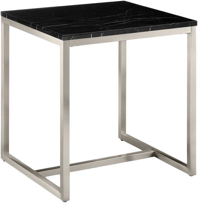 Magnussen Home® Kira Black Marble Square End Table with Brushed Nickel Base-0