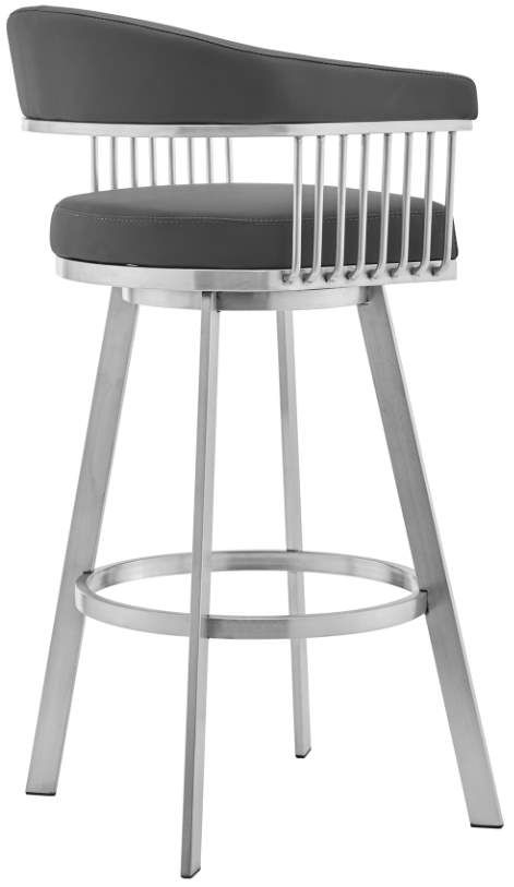 Armen Living Naomi and Chelsea 5-Piece Brushed Stainless Steel Counter Height Dining Set-2