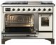 Ilve® Majestic III 48" Antique White Pro Style Dual Fuel Liquid Propane Range with Triple Glass Door and Burnished Trim-1