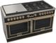Fulgor Milano® Evoque 400 Series 60” Matte Black Hybrid Pro Style Dual Fuel Range with Brushed Brass Trim-0
