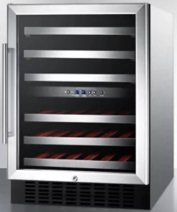 Summit® 24" Black/Stainless Steel Undercounter Dual Zone Wine Cellar-2