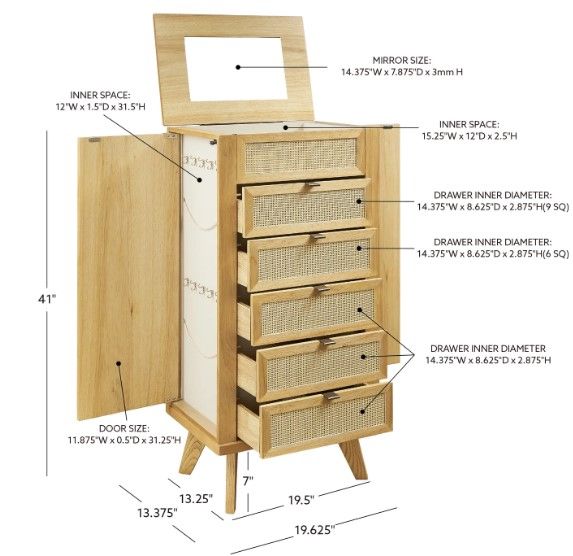 Powell® Claudette Natural Jewelry Armoire-3