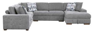 Front view of the Homelegance® Raife 4-Piece Gray Sectional with Right Chaise