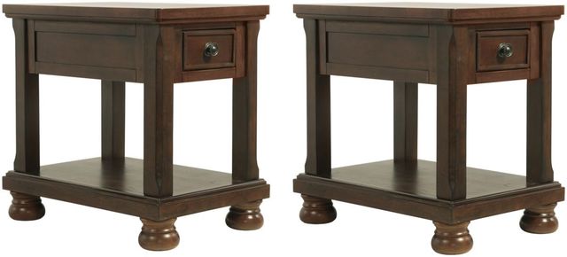 Millennium® by Ashley® Porter 2-Piece Rustic Brown Living Room Table Set-0