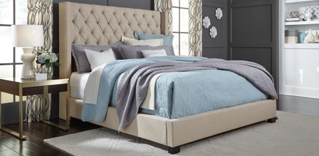 American Wholesale Furniture Warren Beige King Upholstered Panel Bed-2