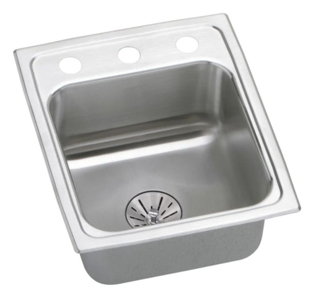 Elkay Lustertone® Classic Lustrous Satin Stainless Steel 13" x 16" x 7" 2-Hole Single Bowl Drop-in ADA Sink with Perfect Drain® and Quick-Clip-0