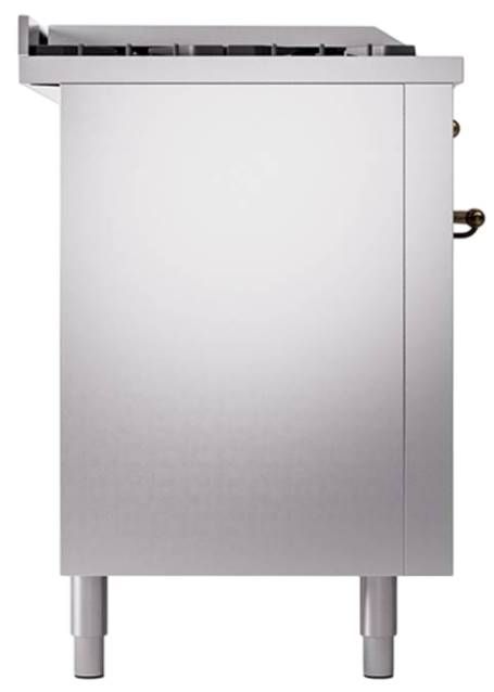 Ilve® Nostalgie II Noblesse 60'' Stainless Steel Pro Style Dual Fuel Range with Burnished Trim-2