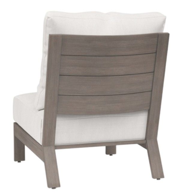 Sunset West Laguna Driftwood Aluminum Outdoor Armless Club Chair with Canvas Flax Cushion-2