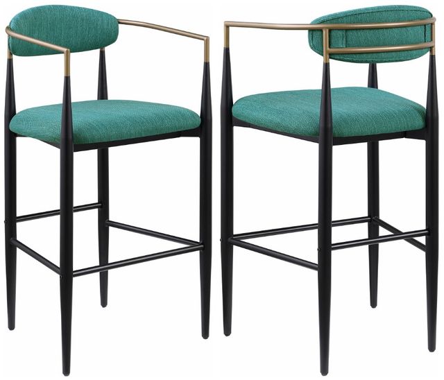 Coaster® Tina 2-Piece Black/Green Upholstered Bar Stool Set-0