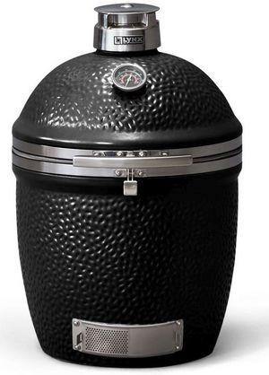 front view of the LYNX® Kamado 18" Gloss Black Tabletop Charcoal Grill