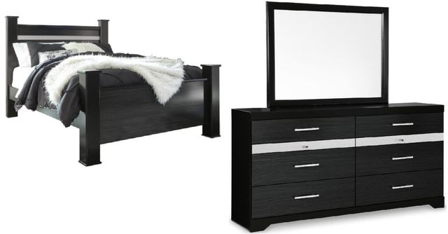 Signature Design by Ashley® Starberry 3-Piece Black Queen Poster Bed Set-0