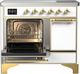 Ilve® Majestic III 40" White Pro Style Induction Range with Solid Door and Brass Trim-3