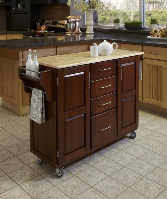 homestyles® Create-a-Cart Cherry/Natural Kitchen Cart-2