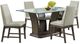 Elements International Dapper Grey/Glass Dining Table with 4 Chairs Set-0