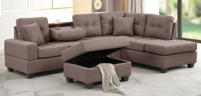 Milton Greens Stars 3-Piece Dark Brown Reversible Sectional with Ottoman-2