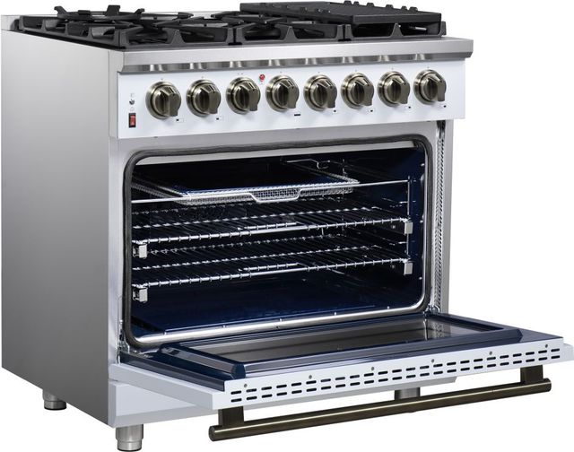 FORNO® Massimo Series Alta Qualita 36" White Pro Style Dual Fuel Range-4