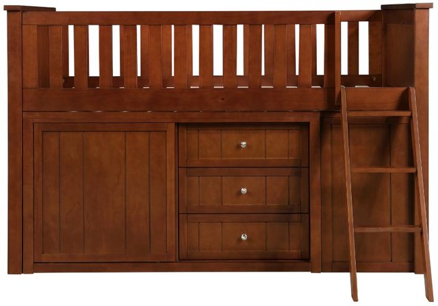 Homelegance® Rowe Dark Cherry Youth Twin Low Loft Bunk Bed with Bookcase and Two Dressers-2