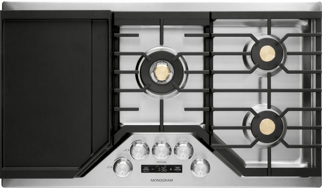 Monogram® 36" Stainless Steel Deep-Recessed Natural Gas Cooktop-1