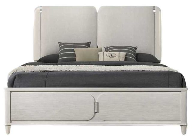 ACME Furniture Laveda Light Gray/Pearl White Eastern King Upholstered Panel Bed-3