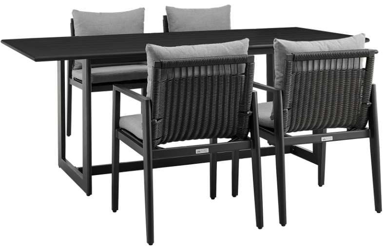 Armen Living Grand 5-Piece Black/Grey Outdoor Patio Dining Set | Big ...