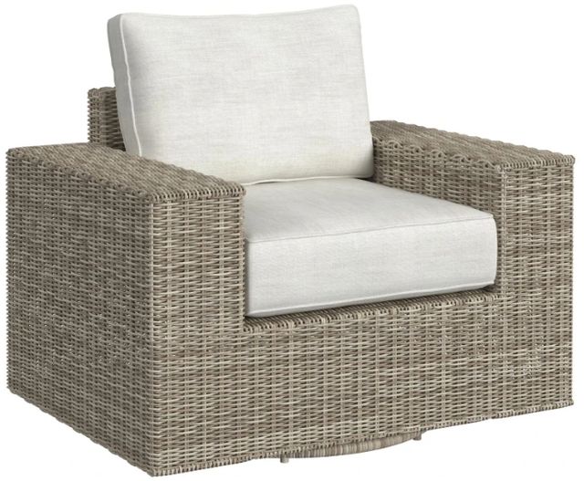 Elements International Carmona Beige/Natural Fabric/Olefin Outdoor Swivel Chair-0