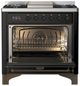 Ilve® Majestic III 36" Glossy Black Pro Style Dual Fuel Natural Gas Range with Solid Door and Burnished Trim-1