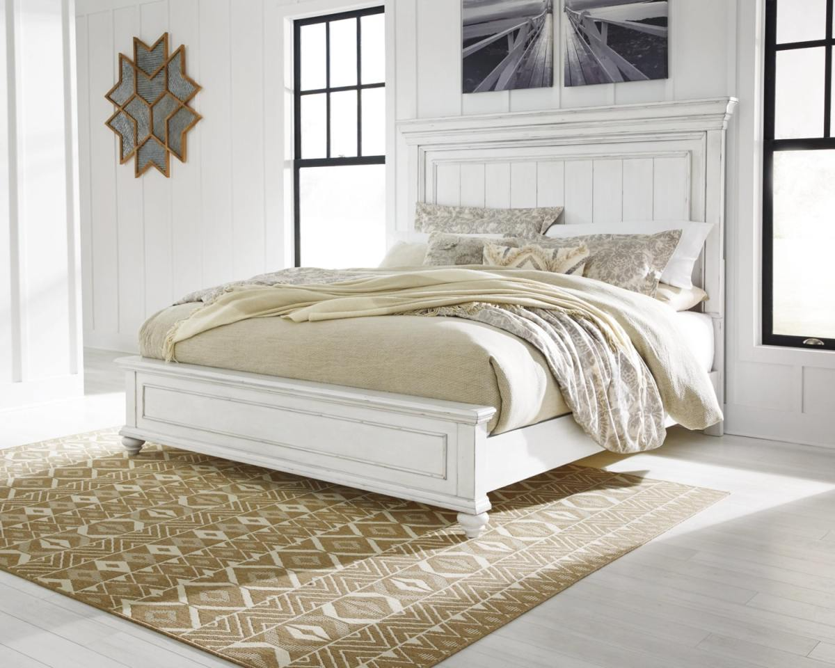 Benchcraft® Kanwyn Whitewash King Panel Bed | Furniture Loft