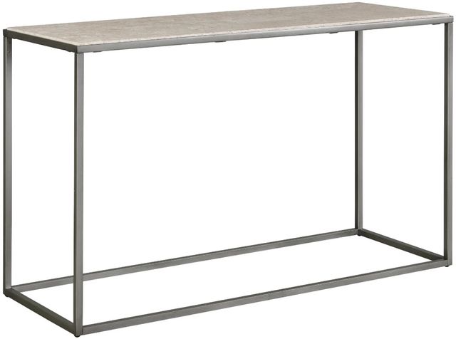 Hammary® Modern Basics Brown Marble Top Sofa Table with Antique Silver Base-0