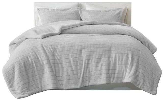 Olliix by True North by Sleep Philosophy Laurie Grey Full/Queen Plush to Sherpa Comforter Set-0