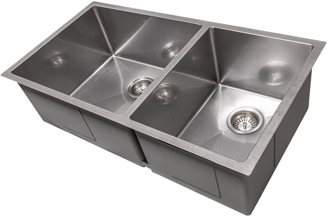 ZLINE Chamonix 36" Undermount Double Bowl Satin Stainless Steel Kitchen Sink-1