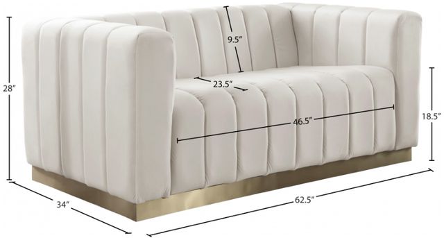 Meridian Furniture Marlon Cream Velvet Loveseat-3