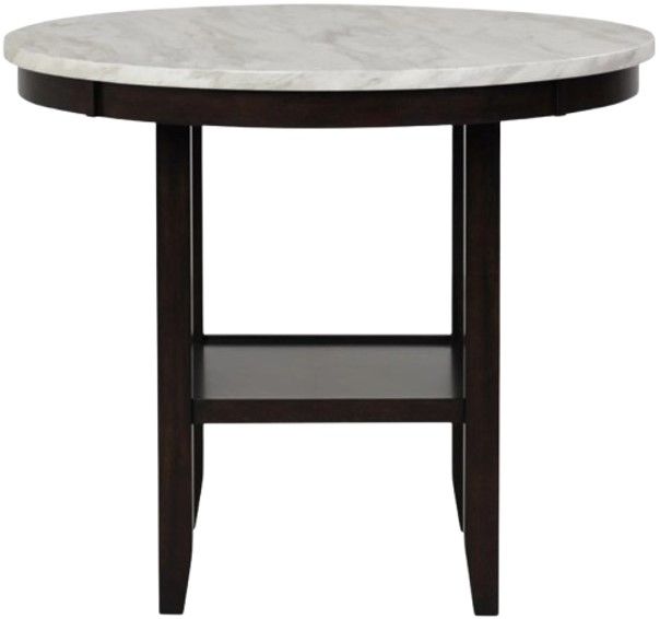 New Classic® Home Furnishings Celeste Espresso Round Counter Height Dining Table with Gray Marble Top-0