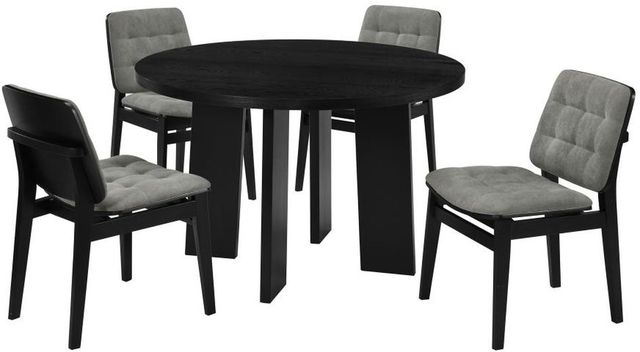 Coaster® Strouse 5-Piece Black/Gray Round Dining Table Set-0