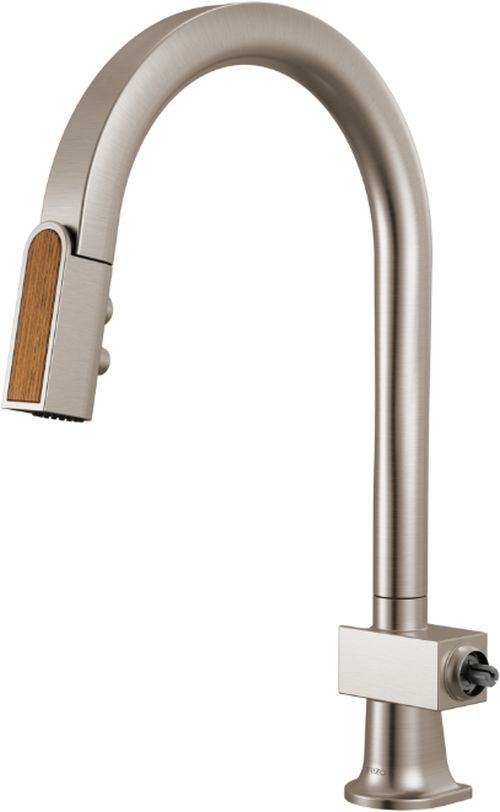 Brizo Frank Lloyd Wright® Brilliance® Stainless Kitchen Faucet with Arc Spout and Wood Wand -0