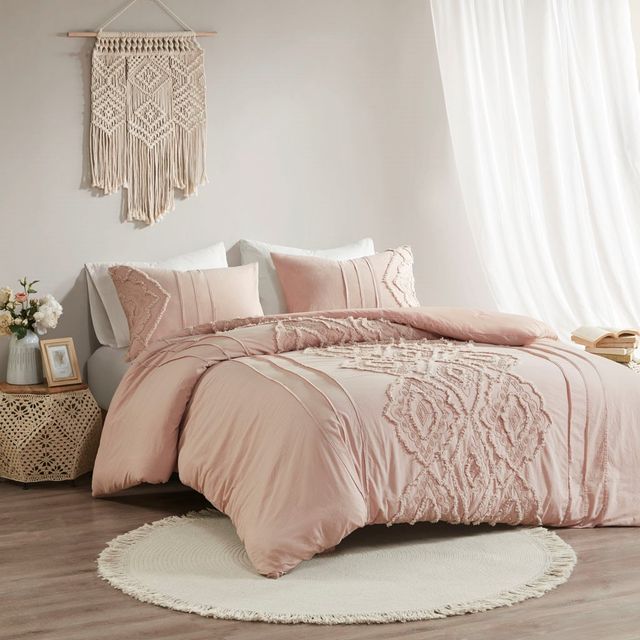 Olliix by Madison Park Margot 3 Piece Cotton Blush King/California King Comforter Set-1