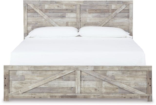 Benchcraft® Hodanna Whitewash King Crossbuck Panel Bed-2