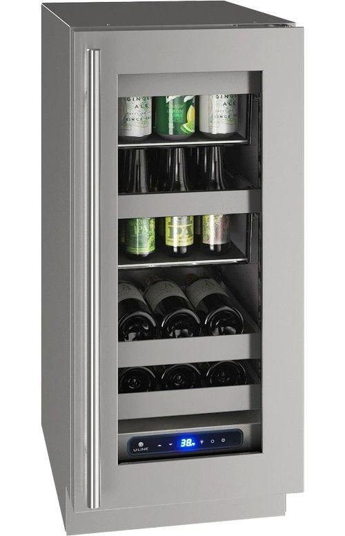 U-Line 5 Class Collection 15” 2.9 Cu. Ft. Stainless Steel Beverage Center with Reversible Hinge Glass Door-0