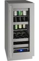 U-Line 5 Class Collection 15” 2.9 Cu. Ft. Stainless Steel Beverage Center with Reversible Hinge Glass Door-0