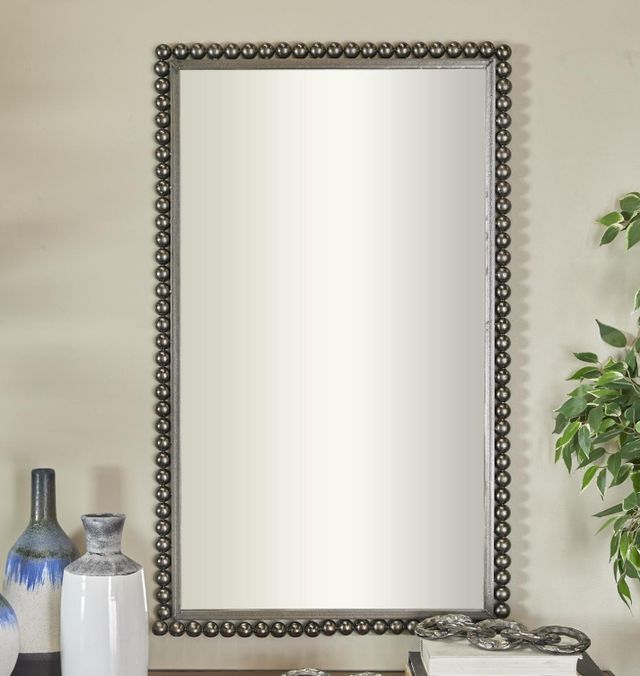 Deco Marche CosmoLiving by Cosmopolitan Black Rectangular Beaded Wall Mirror-4