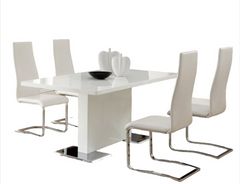 Coaster® Anges 5-Piece White High Gloss Dining Table Set