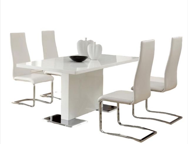 Coaster® Anges 5-Piece White High Gloss Dining Table Set