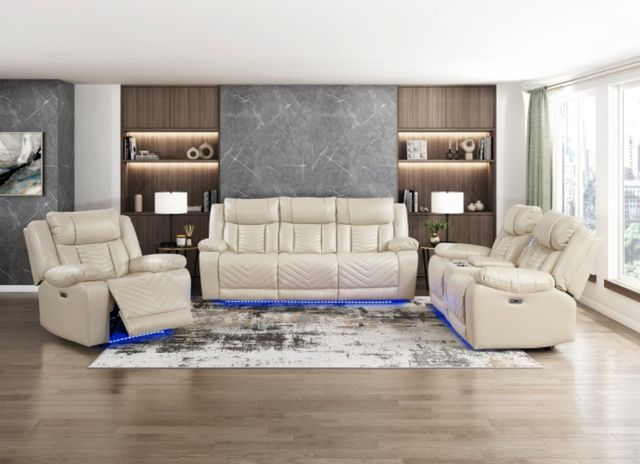Homelegance® Huron Beige Power Recliner with Charging Ports-1