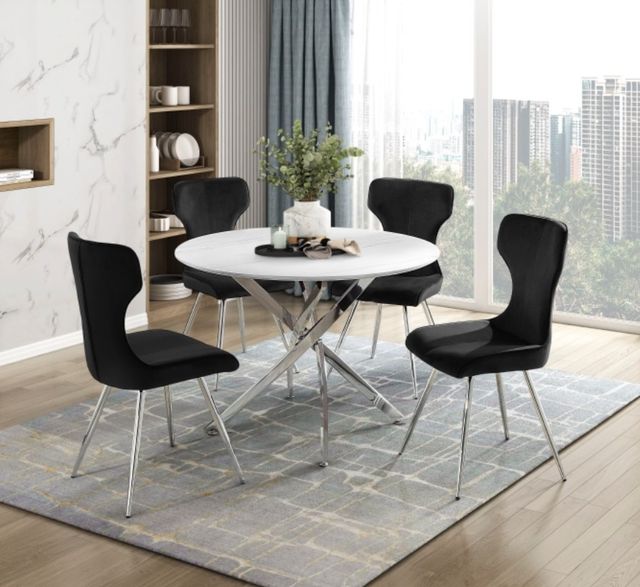 Homelegance® Topeka White Dining Table with Chrome Base-1