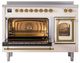 Ilve® Nostalgie II Noblesse 48'' Anique White Pro Style Induction Range with Brass Trim-3