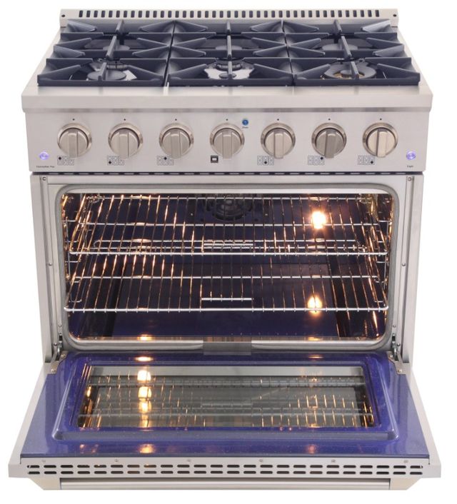 Kucht Professional KDF Series 36" Stainless Steel Pro Style Dual Fuel Range with Blue Door-1