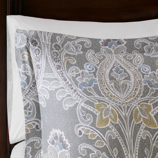 Olliix by Harbor House 5 Piece Grey Full/Queen Hallie Cotton Duvet Cover Set-4